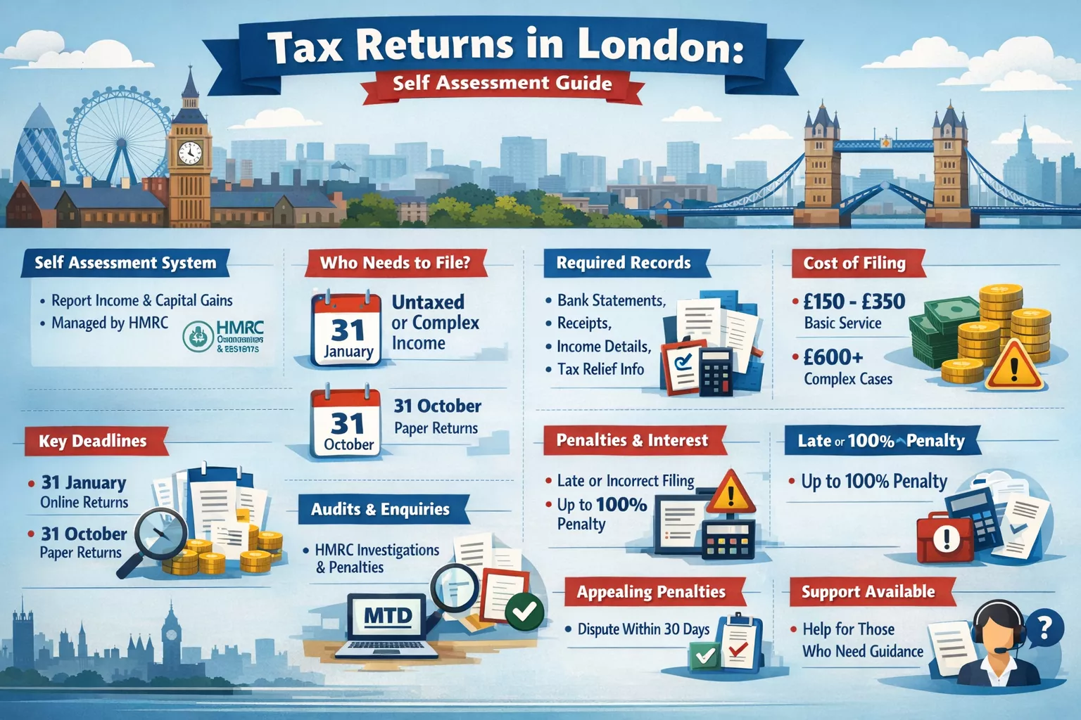 Complete Guide to Tax Returns in London, Deadlines, Costs, Penalties, and Support